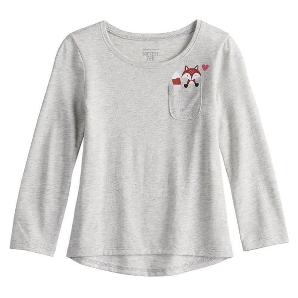  15-17kg; 3T-4T Áo thun tay dài bé gái JB- Xám cáo A113 