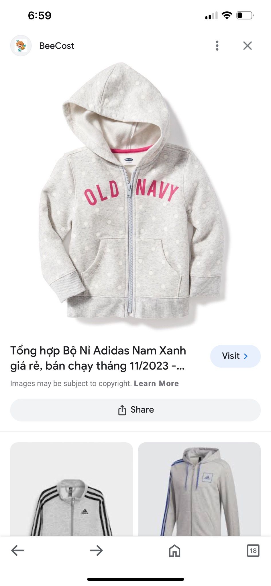  [11-12kg] Áo Khoác Nỉ Bé Gái ON - Xám Chấm Bi Old Navy 