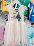  13-19kg Đầm Cánh Tiên Voan Công Chúa- Kem chim hoa D05 
