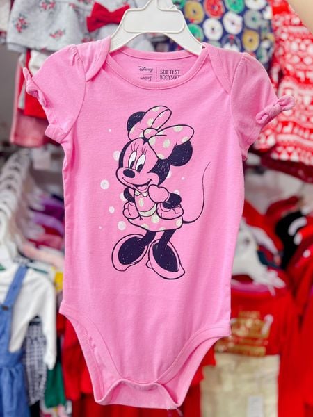  24m] Bodysuit Tay Ngắn Bé Gái JB - Hồng Mickey 