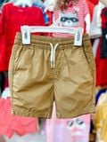  [10-21kg] Quần Short Kaki Dù Lưng Thun Dây Rút Bé Trai - Nâu Nhạt Dây Trắng 