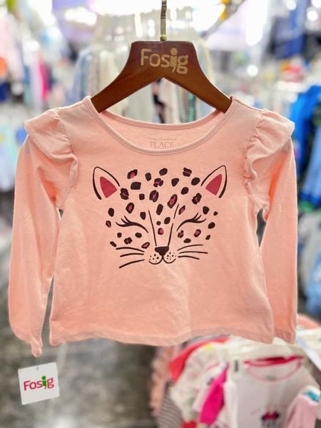  [13-17kg] Áo Thun Tay Dài Bé Gái PL - Hồng Báo 