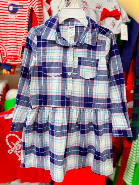  [16-17kg; 22-24kg] Đầm Cotton Tay Dài Bé Gái Cter - Caro Navy Trắng 