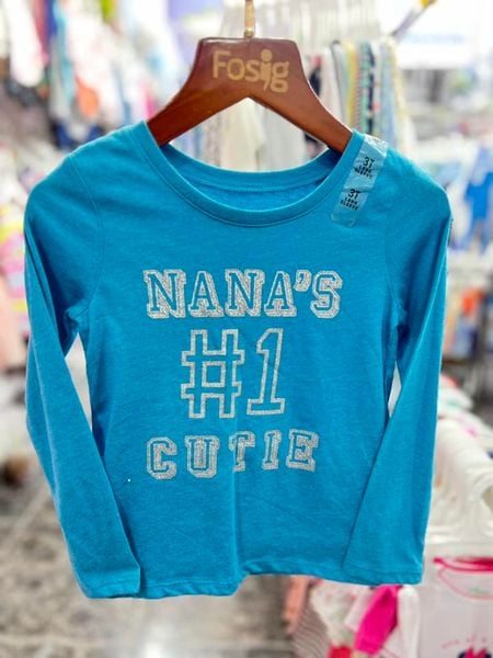  [9-17kg] Áo Thun Tay Dài Bé Gái PL - Xanh Nana's 
