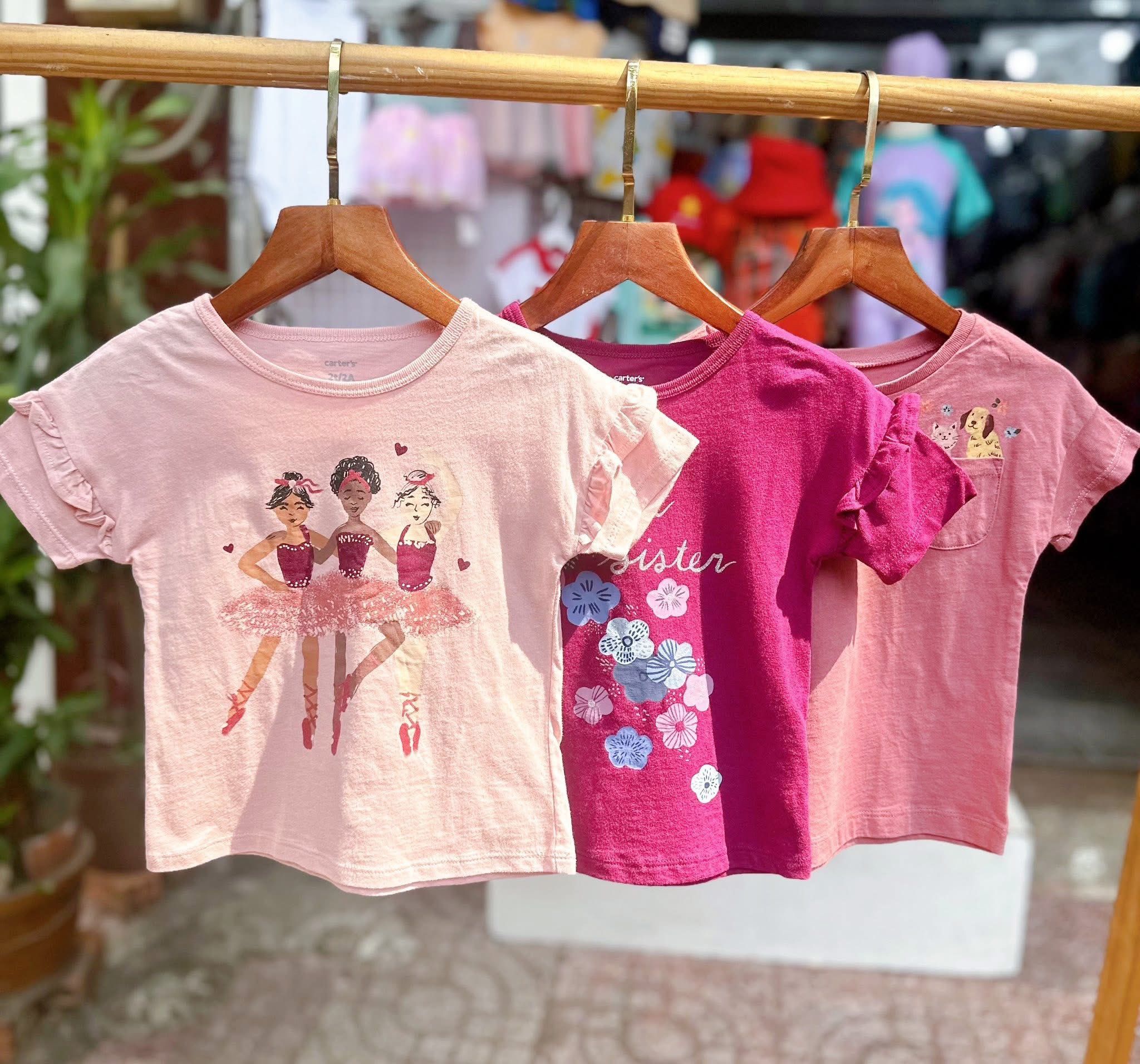  [5-8kg và 9-43kg] Set 3 áo thun tay ngắn bé gái cter- S3A11 