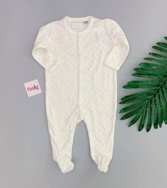  [3-6m] Sleepsuit Marquise Bé Trai - Trắng Sao Nhỏ 