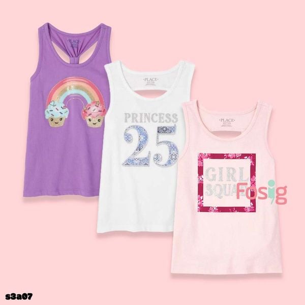  [21-45kg] Set 3 Áo Thun Sát Nách 3Lỗ Bé Gái PL - Combo ngẫu nhiên 