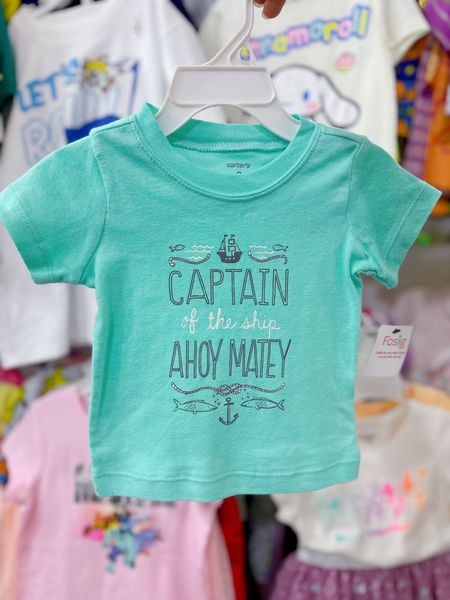  [3-9m] Áo Thun Tay Ngắn Sơ Sinh Bé Trai Cter - Xanh Ngọc Captain 