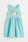  [23-30kg] Đầm Thun Cotton Sát Nách HM Bé Gái - Xanh Xám Ngựa 