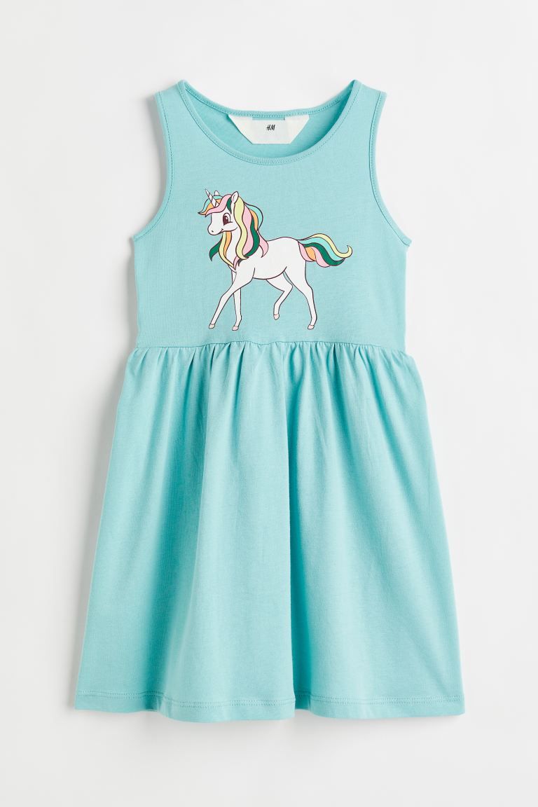  [23-30kg] Đầm Thun Cotton Sát Nách HM Bé Gái - Xanh Xám Ngựa 