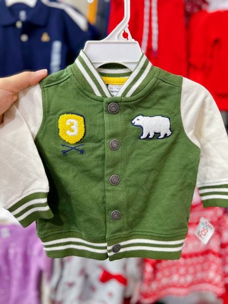  [4-8kg; 3m,6M] Áo Khoác Da Cá Bé Trai Cter - Xanh Rêu Gấu 