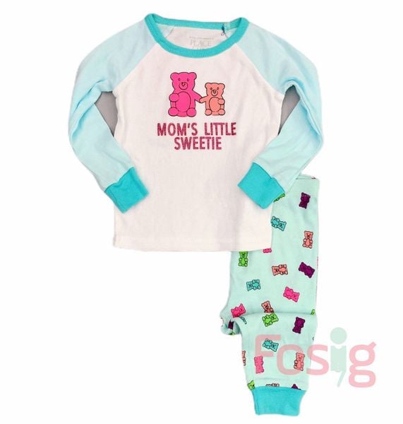  6-10kg;  11-12kg Set Đồ Bộ Dài Bé Trai PL - Trắng Gấu Hồng 