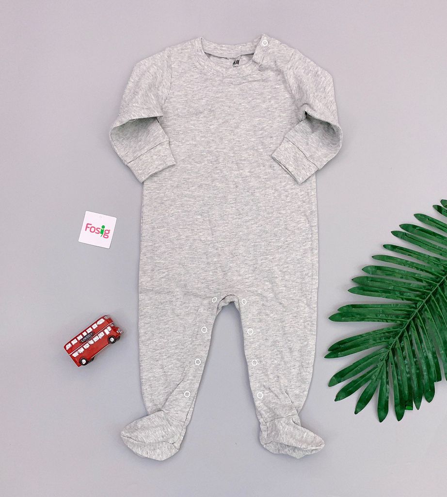  [0-2m] Sleepsuit Bé Trai HM - Xám Trơn [CV] 