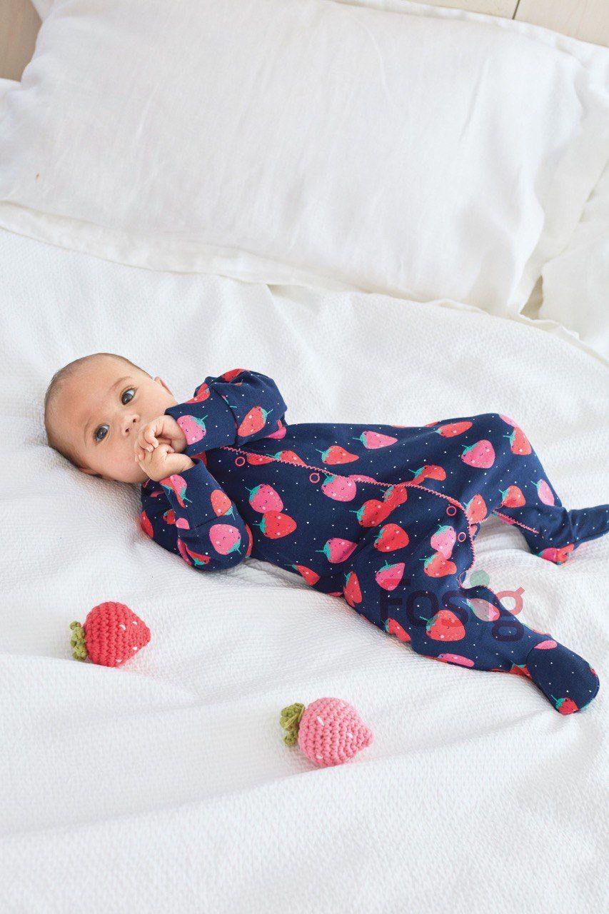  [6m] Sleepsuit Baby Bé Gái  - Navy Chấm Dâu 