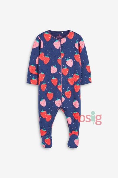  [6m] Sleepsuit Baby Bé Gái  - Navy Chấm Dâu 