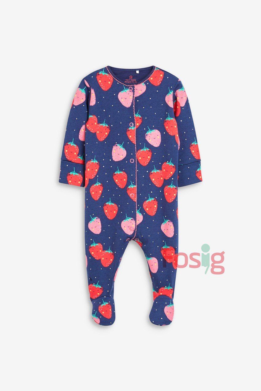  [6m] Sleepsuit Baby Bé Gái  - Navy Chấm Dâu 