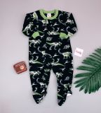  [8-9kg] Sleepsuit Nỉ Bé Trai Gerber - Đen Khủng Long 