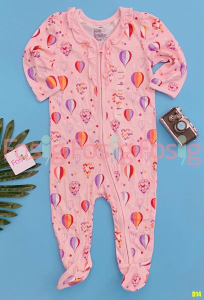  [3-6m] Sleepsuit Khóa Kéo Có Vớ Bé Gái GP - Hồng Khí Cầu 