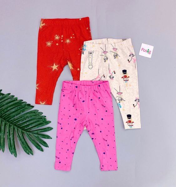  6-8,5kg; 6-12m; 4-5T Set 3 Quần legging Pl & G.p Bé Gái  - Combo ngẫu nhiên 