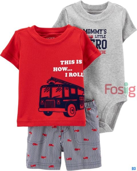 [3-8kg; 3m-6m] Set 3 Bé Trai Cter S3C - Đỏ Xe Navy 
