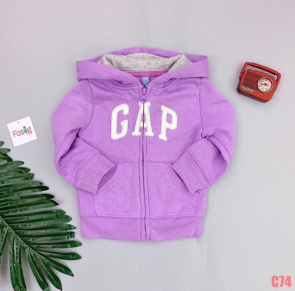  [18-24m] Áo Khoác Nỉ Bé Gái Baby Gp - Tím Gap Trắng 