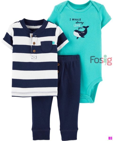  [ 6-8kg; 3m-6m] Set 3 Bé Trai Cter S3C - Sọc Xanh XN 