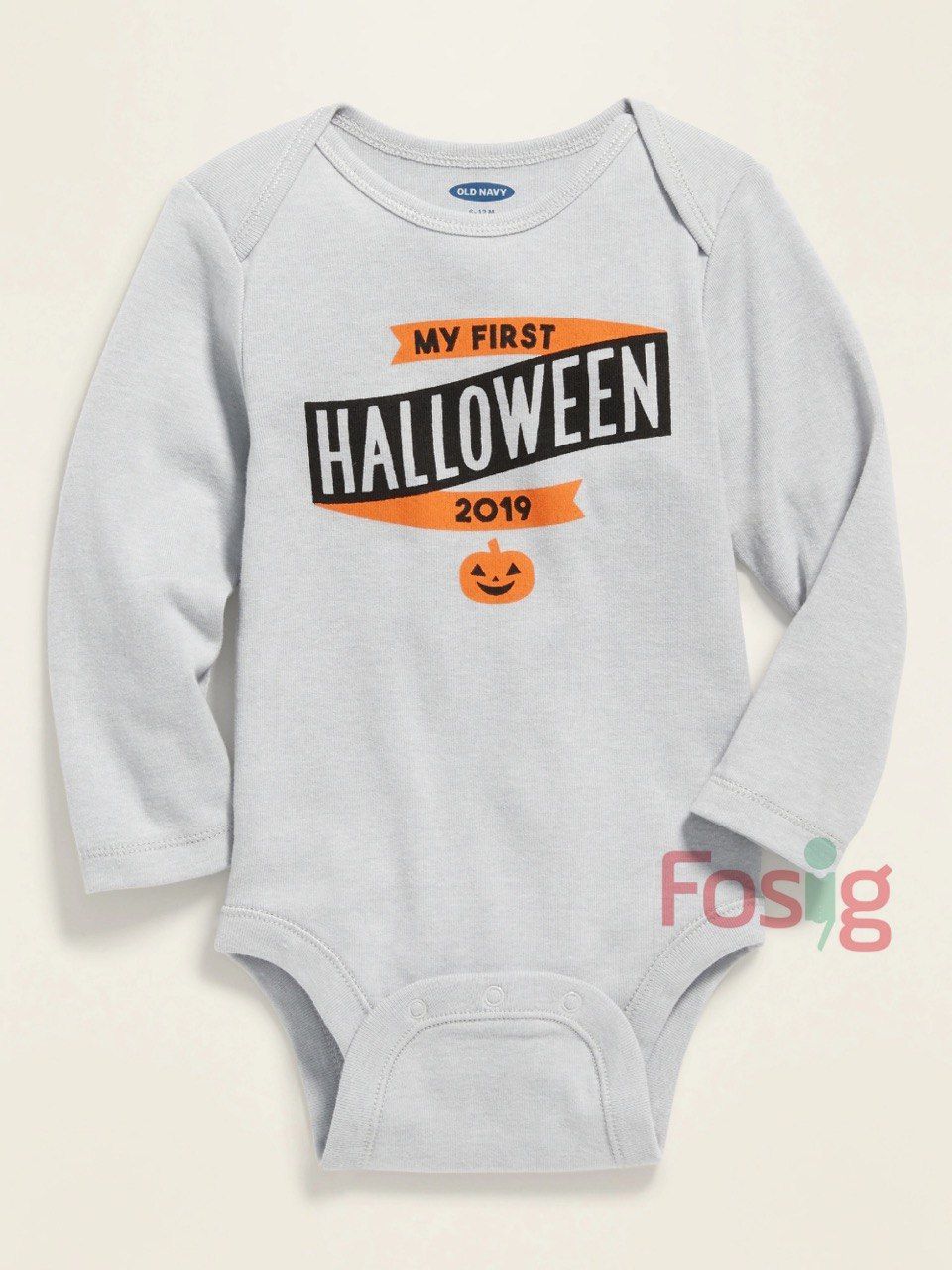  [3-6m ; 12-24M] Bodysuit Tay Dài Bé Trai ON - Xám Halloween 