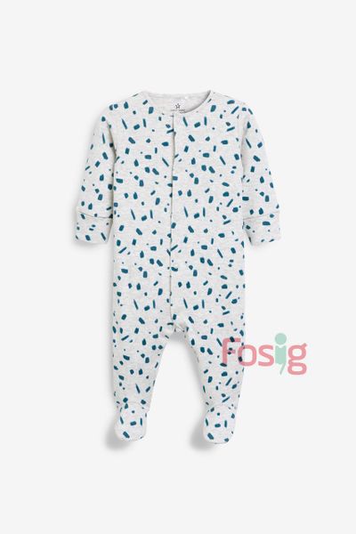  [6m] Sleepsuit Baby Bé Trai - Xám Đốm Xanh 