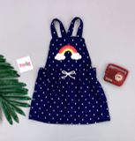  [3-6m] Yếm Đầm Bé Gái Cter  - Navy Chấm Trắng 