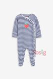  [3-6m] Sleepsuit Baby Bé Gái - Sọc Navy Dâu 