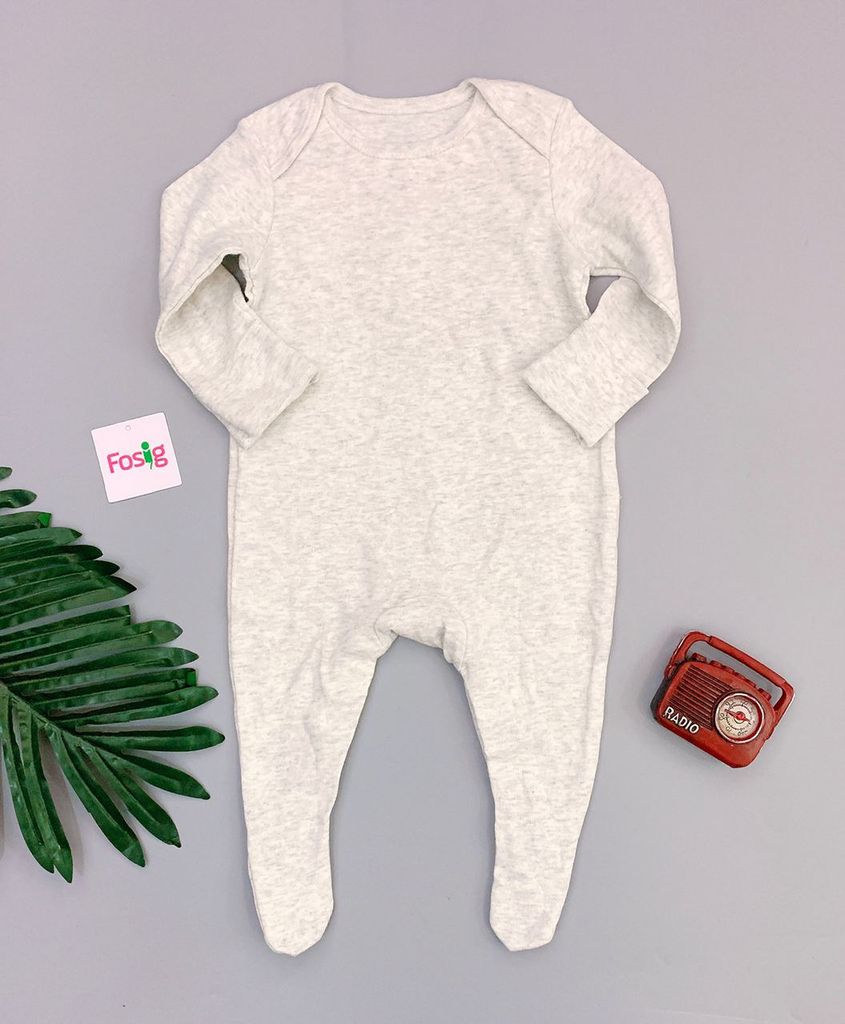  [3m] Sleepsuit Gài Nút Có Vớ Bé Trai Geo - Xám Trắng 