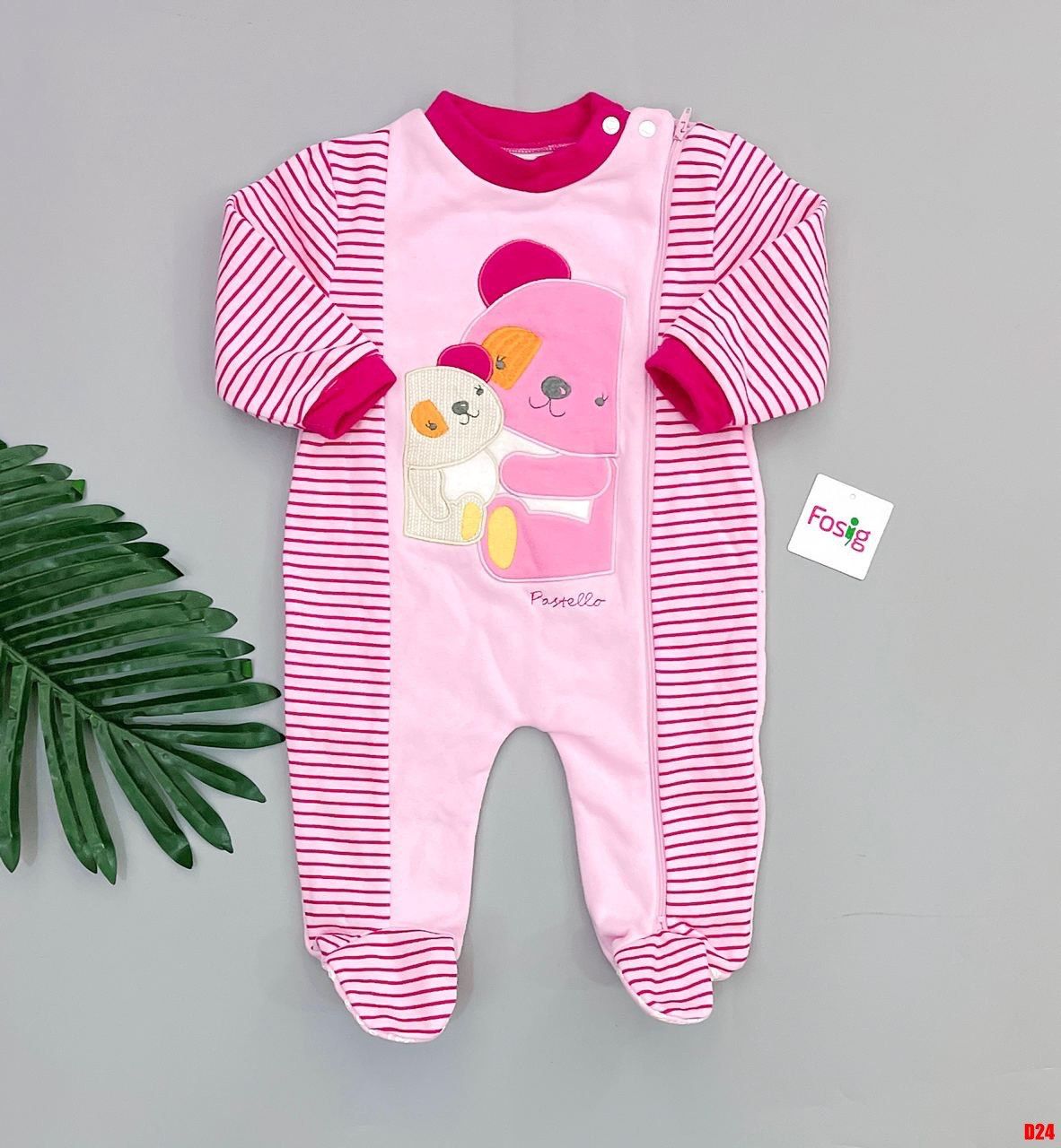  [12.5-13.5kg] Sleepsuit Có Vớ Bé Gái Naza - Gấu Xám Hồng 