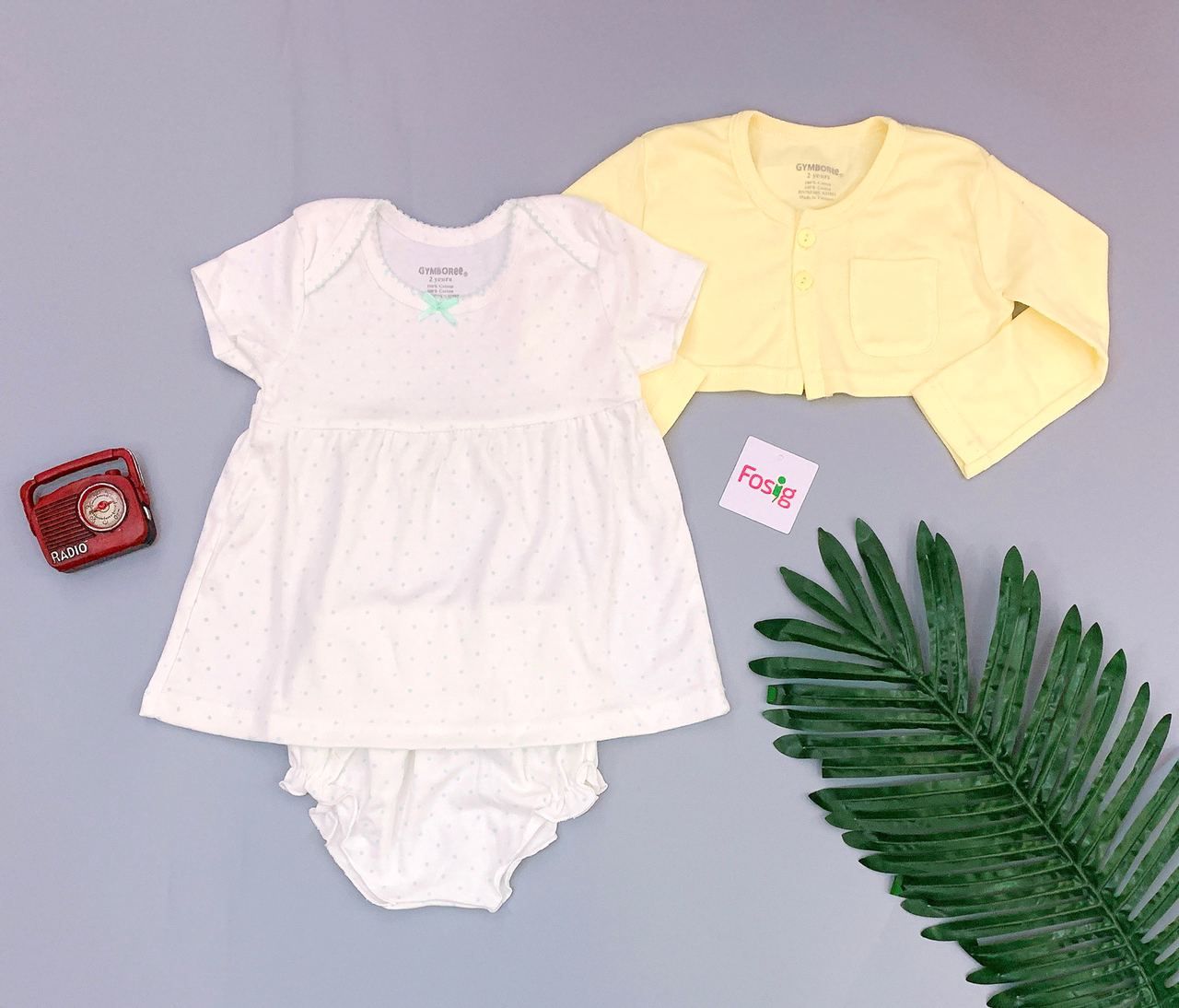  [6-7kg ; 10-17kg] Set 3 Áo Khoác Và Váy Gymboree - Vàng Đậm Chấm Xanh 