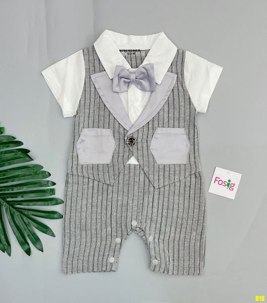  [7-8kg] Set Giả Vest Công Tử Bé Trai BGB - Xám Sọc Đen F2000 