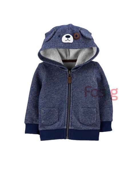  [6-8kg; 3-6M] Áo Khoác Nỉ Da Cá Bé Trai Cter - Navy Trắng 