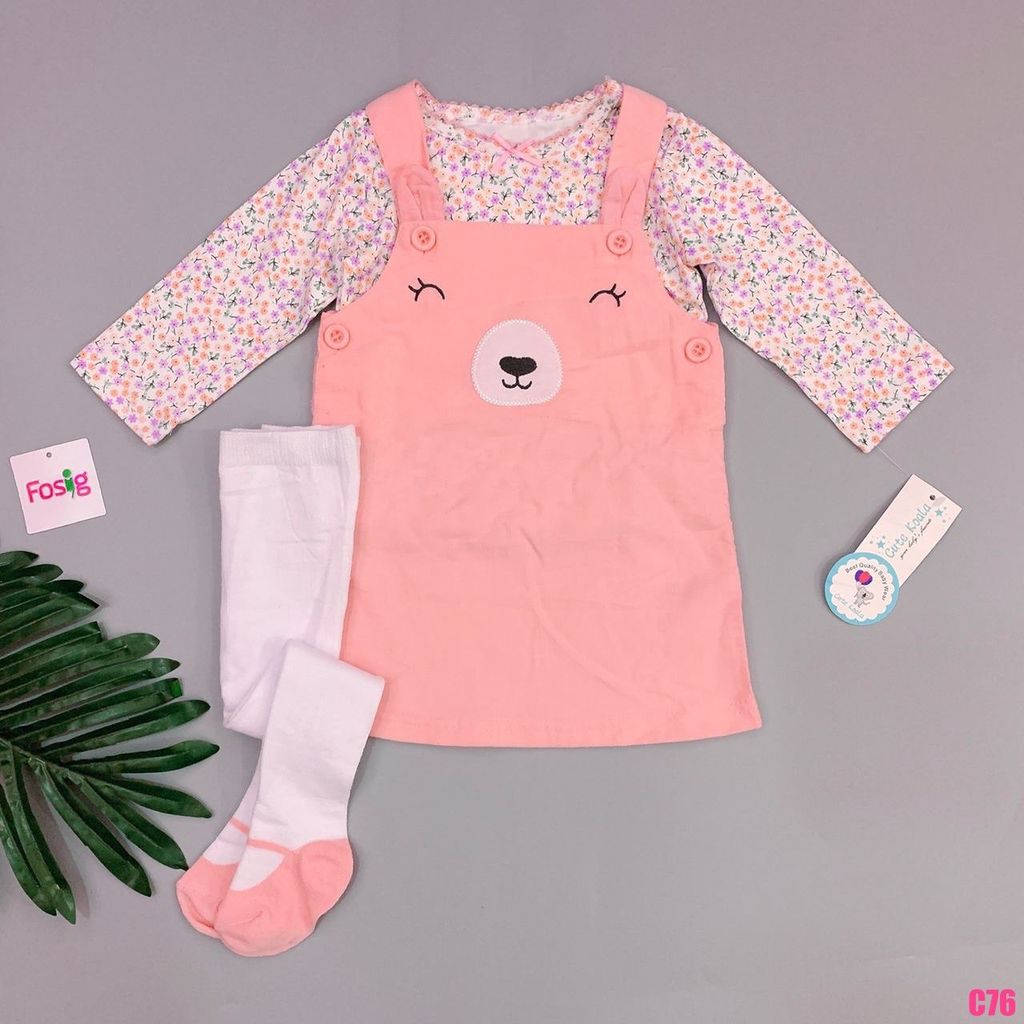  [3-6m, 9-12m] Set 3 Bé Gái Cute Koala - Hồng Gấu 