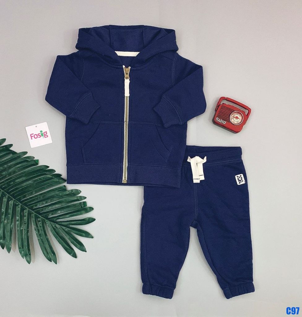  [5-6kg; 15-18kg] Set Đồ Bộ Nỉ Bé Trai - Navy Trơn 