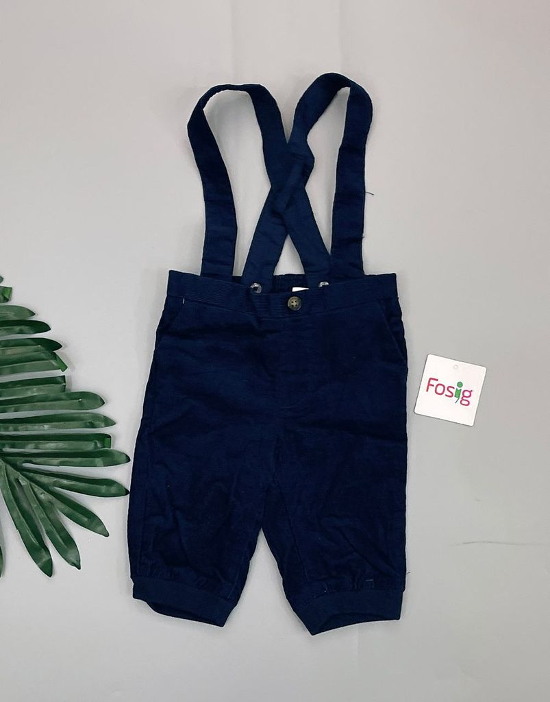  [0-3m; 12-18m] Quần Yếm Kaki Bé Trai JJ - Navy Nhung 2D 