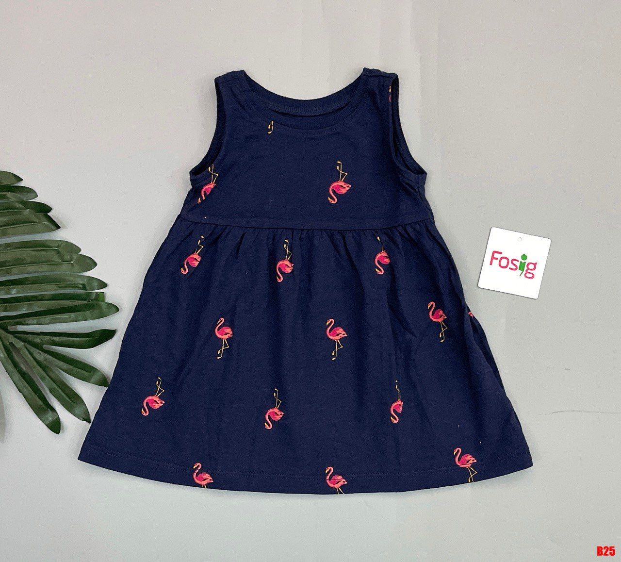  [0-3m] Đầm Cotton Bé Gái ON - Navy Hạc SN 