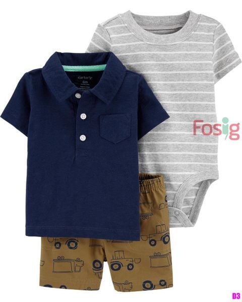  6m Set 3 Bé Trai Cter - Navy Xám Sọc 