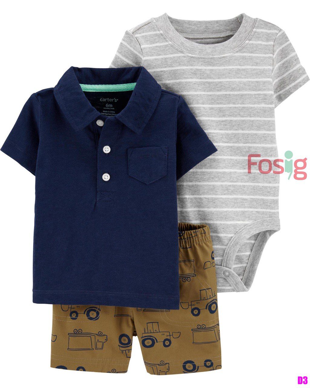  [3m-9m] Set 3 Bé Trai Cter - Navy Xám Sọc 