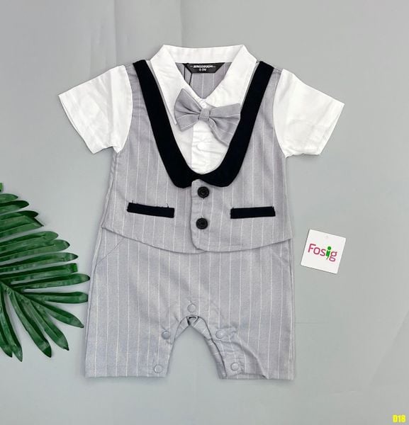  [7-8kg] Set Giả Vest Công Tử Bé Trai BGB - Xám Sọc 0057 