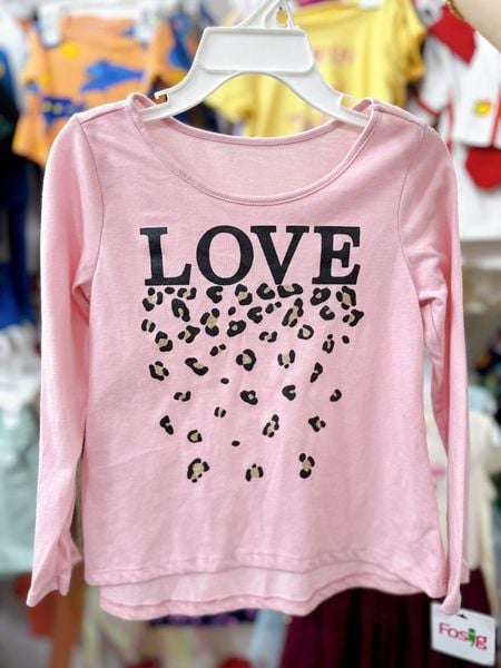  [10-17kg] Áo Thun Tay Dài Bé Gái PL - Hồng Love 