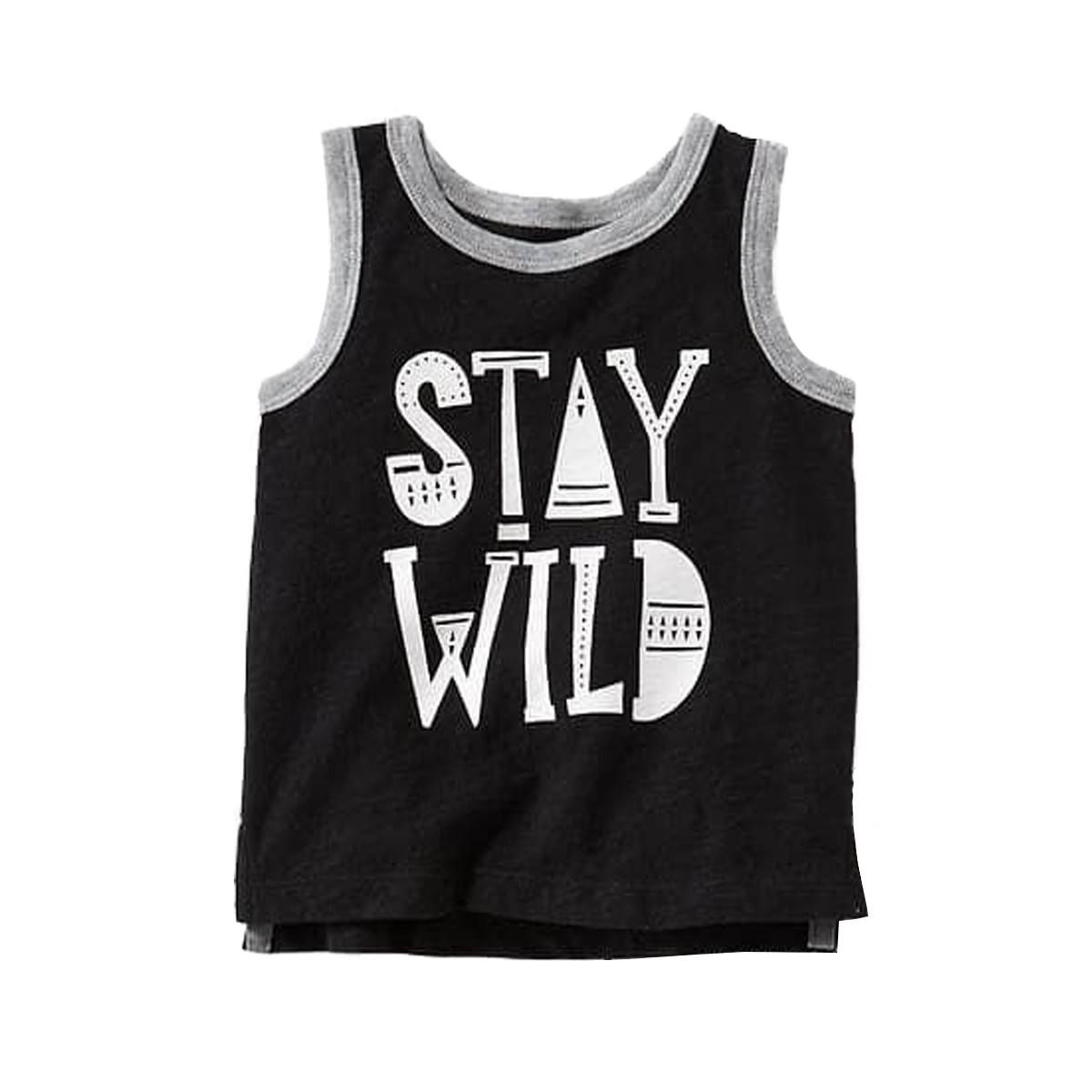  [3-6m] Áo Thun 3 Lỗ Bé Trai ON  - Đen Stay Wild 