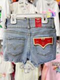  23-28kg 8Y Quần short jaens L.v bé gái tăng đơ ẩn, khóa thật- Xanh nhạt hai nút QS02 