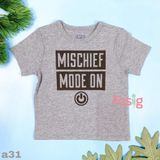  [10-13kg; 15-17kg] Áo Thun Tay Ngắn Bé Trai PL - Xám Đen Mischief 