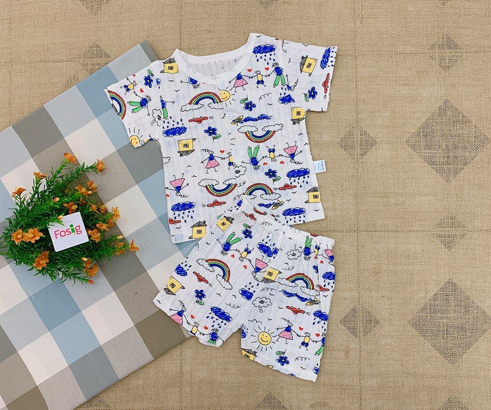  [6-15kg] Đồ Bộ BaBy Clothes [Girl] - Trắng/Cầu Vồng 