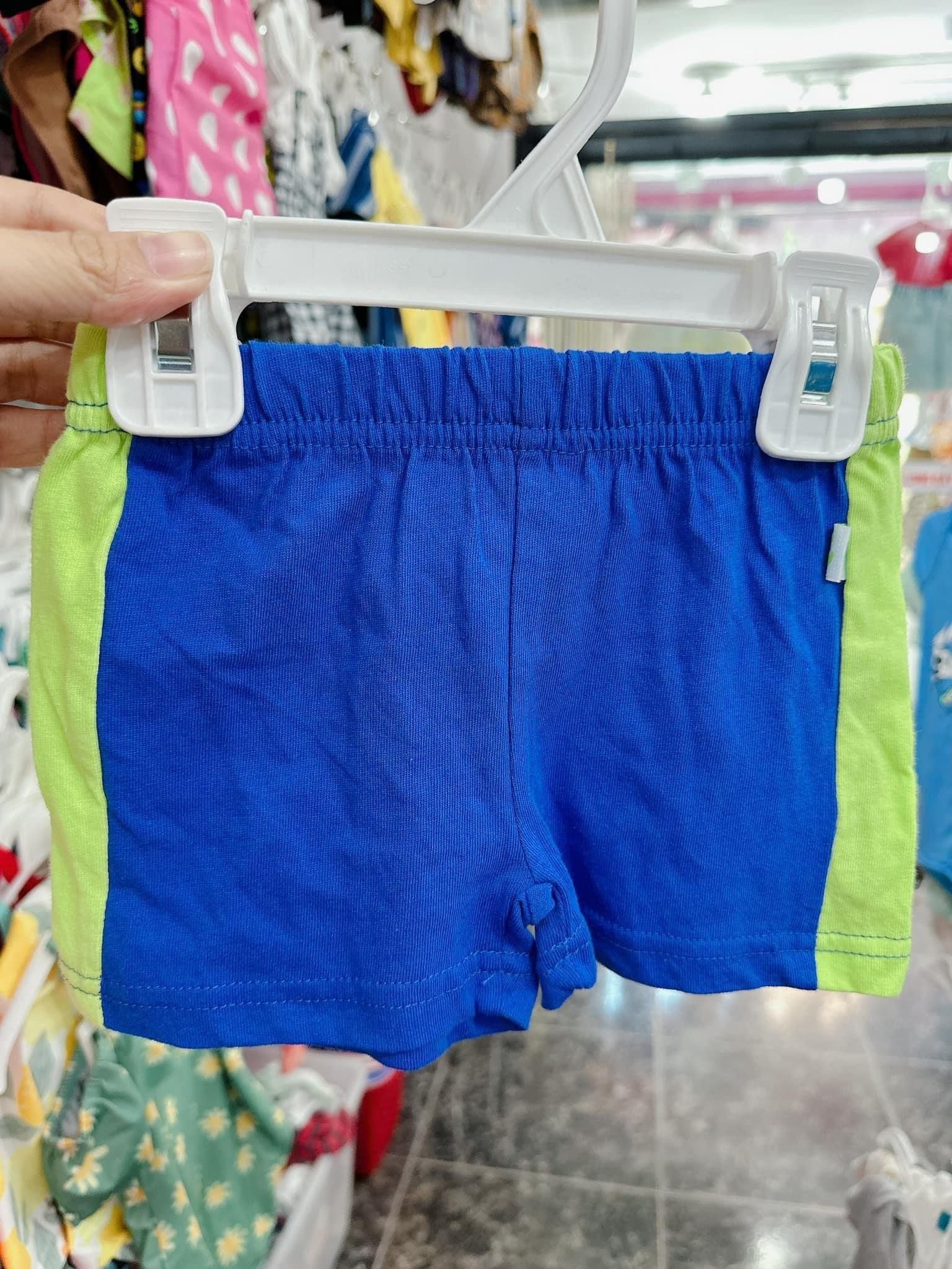  [3m-9m] Quần Short Cotton Bé Trai QSBT - Xanh Nhạt Viền Xanh 