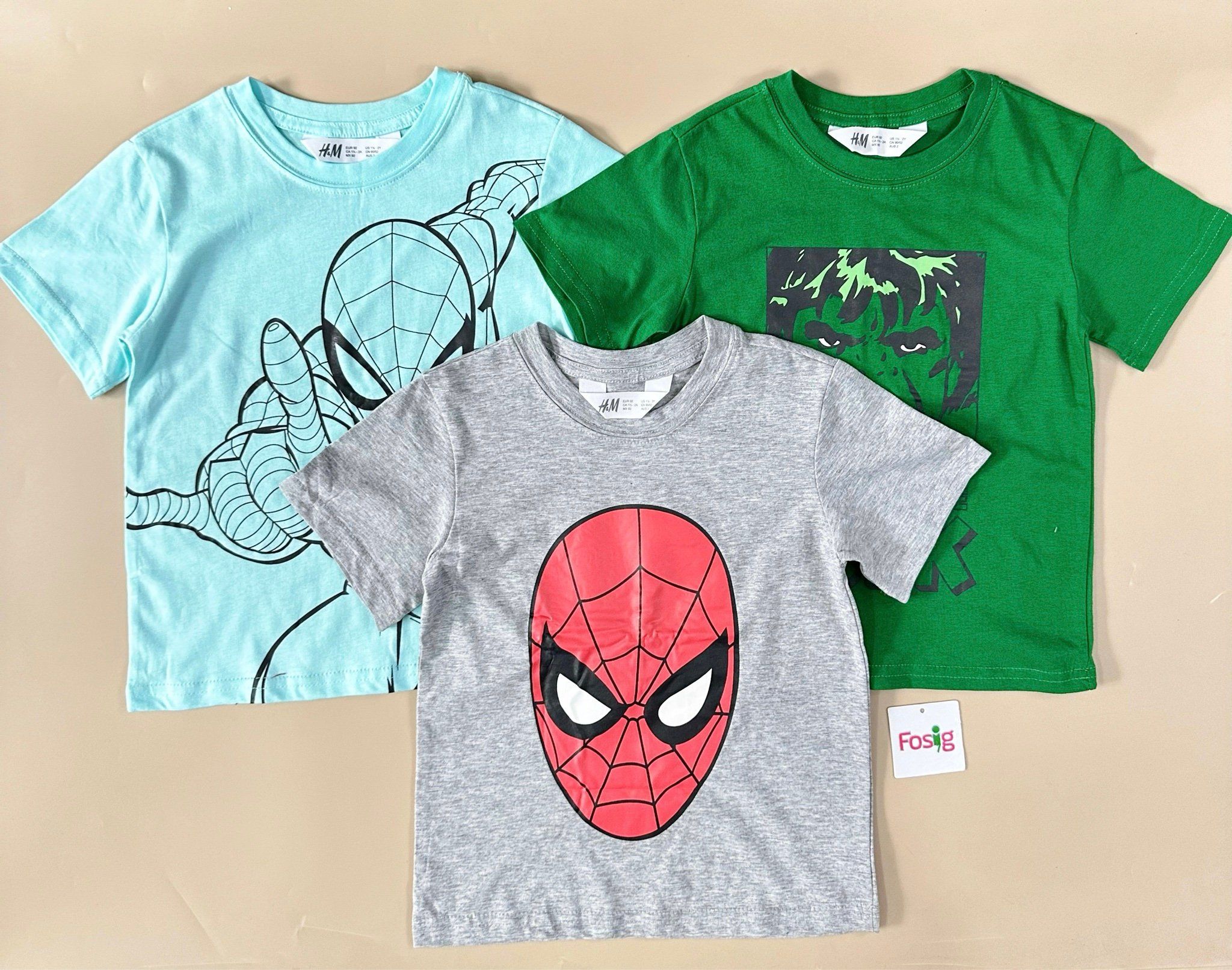  [11-35kg] Set 3 Áo Thun bé trai Cotton Siêu Nhân HM Mix Nhiều Màu- Set màu ngẫu nhiên S3A20 