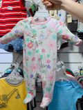  [0-6m] Sleepsuit Khóa Kéo Có Vớ Bé Gái - Trắng Hoa Màu 